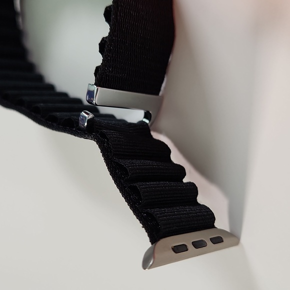 44mm lug Apple Compatible cloth hook watch bands: 1 BLACK, 1 ORANGE - Picture 9 of 13